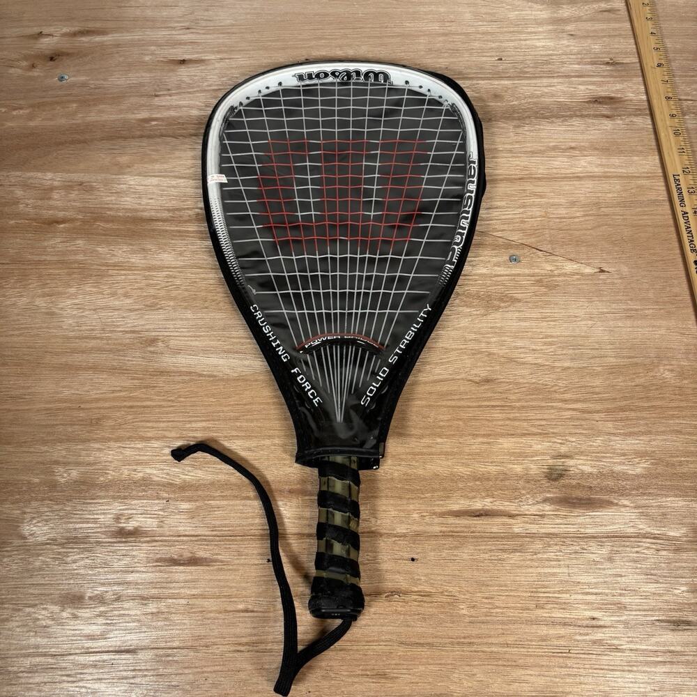 Wilson Punisher Racquetball Racquet Power Bridge Black White with Cover 22in